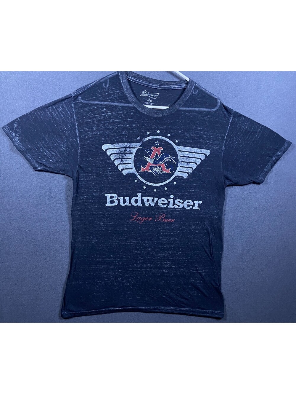 Budweiser Bud Light Heather Grey Short Sleeve Burnout Tee Medium 38 / 40 Beer T